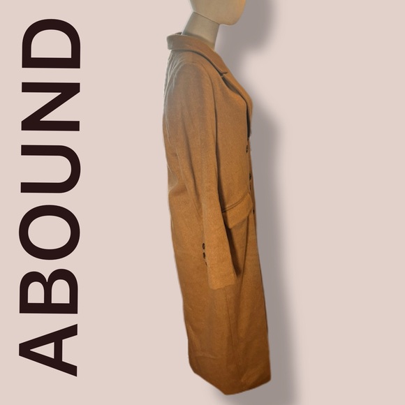 Abound Camel Wool Blend Double-Breasted Maxi Coat - Size Small - Picture 4 of 10